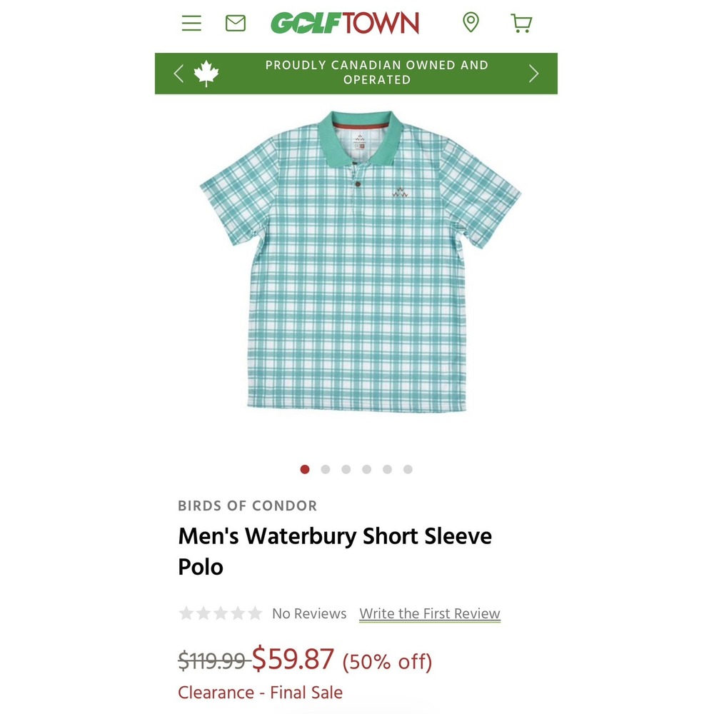 Birds of Condor Waterbury Golf Polo Mens XL Green Plaid Performance Shirt NWT